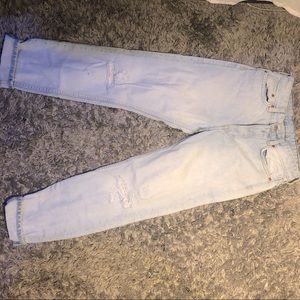 High Waisted Distressed Boyfriend Jeans